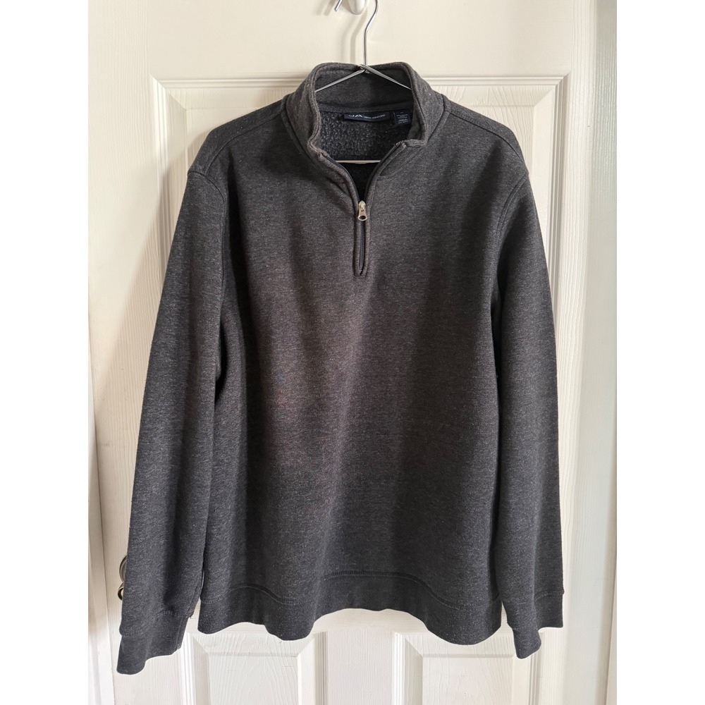 John Ashford Mens Charcoal Gray Heather Quarter Zip Pullover Sweatshirt Size M